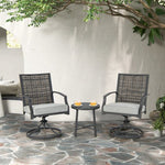  - 3 Piece Patio Swivel Chair Set with Soft Seat Cushions for Backyard - Outdoor Style Company