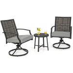  - 3 Piece Patio Swivel Chair Set with Soft Seat Cushions for Backyard - Outdoor Style Company