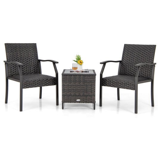  - 3 Piece Patio Wicker Chair Set with Quick Dry Foam Cushions All Weather - Outdoor Style Company