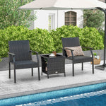  - 3 Piece Patio Wicker Chair Set with Quick Dry Foam Cushions All Weather - Outdoor Style Company