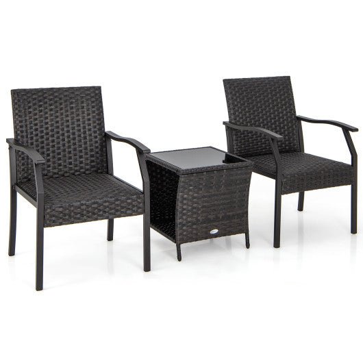  - 3 Piece Patio Wicker Chair Set with Quick Dry Foam Cushions All Weather - Outdoor Style Company