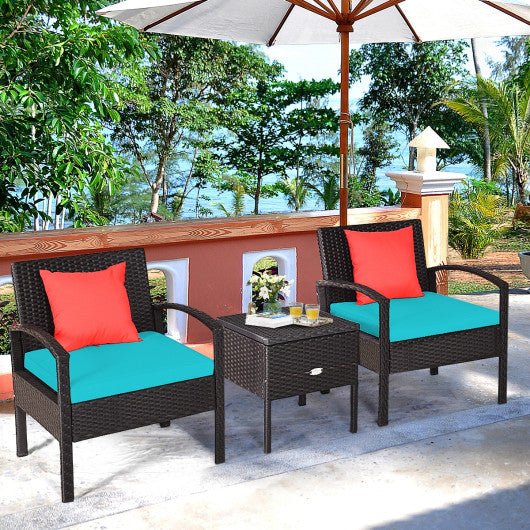  - 3 Piece PE Rattan Wicker Sofa Set with Washable and Removable Cushion for Patio - Outdoor Style Company