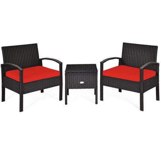  - 3 Piece PE Rattan Wicker Sofa Set with Washable and Removable Cushion for Patio - Outdoor Style Company