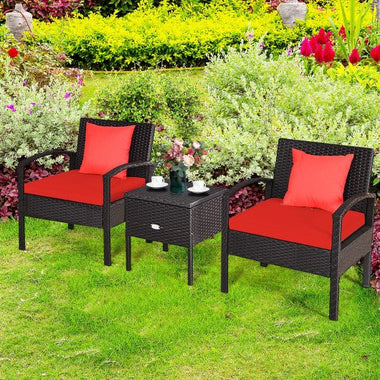  - 3 Piece PE Rattan Wicker Sofa Set with Washable and Removable Cushion for Patio - Outdoor Style Company