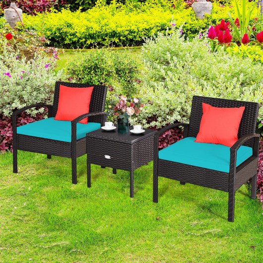  - 3 Piece PE Rattan Wicker Sofa Set with Washable and Removable Cushion for Patio - Outdoor Style Company