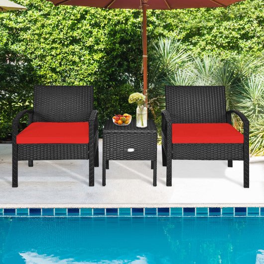  - 3 Piece PE Rattan Wicker Sofa Set with Washable and Removable Cushion for Patio - Outdoor Style Company