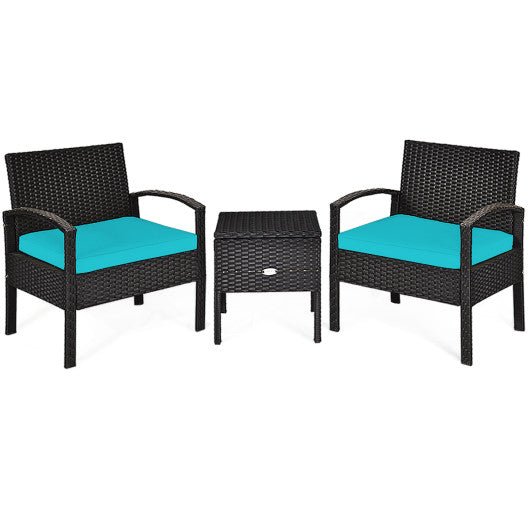  - 3 Piece PE Rattan Wicker Sofa Set with Washable and Removable Cushion for Patio - Outdoor Style Company