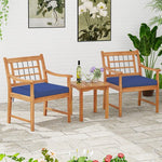  - 3 Piece Wood Patio Furniture Set with Seat Cushions and Acacia Wood Frame - Outdoor Style Company