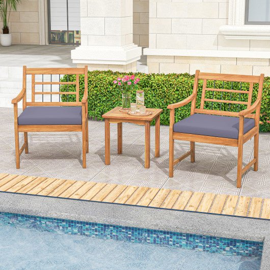  - 3 Piece Wood Patio Furniture Set with Seat Cushions and Acacia Wood Frame - Outdoor Style Company