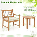  - 3 Piece Wood Patio Furniture Set with Seat Cushions and Acacia Wood Frame - Outdoor Style Company