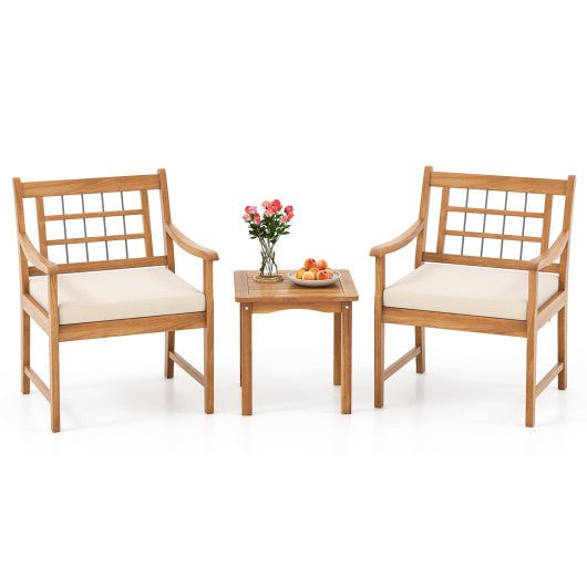  - 3 Piece Wood Patio Furniture Set with Seat Cushions and Acacia Wood Frame - Outdoor Style Company