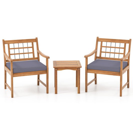  - 3 Piece Wood Patio Furniture Set with Seat Cushions and Acacia Wood Frame - Outdoor Style Company