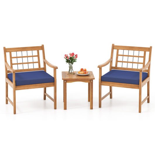  - 3 Piece Wood Patio Furniture Set with Seat Cushions and Acacia Wood Frame - Outdoor Style Company