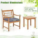  - 3 Piece Wood Patio Furniture Set with Seat Cushions and Acacia Wood Frame - Outdoor Style Company