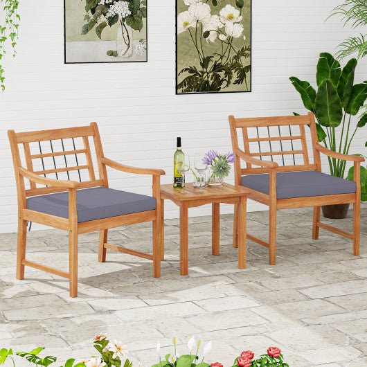  - 3 Piece Wood Patio Furniture Set with Seat Cushions and Acacia Wood Frame - Outdoor Style Company