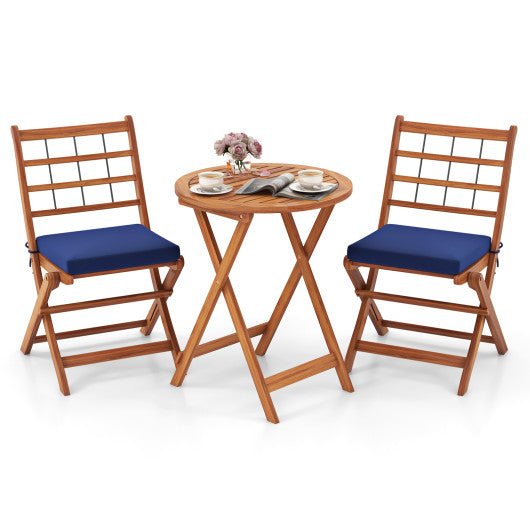  - 3 Pieces Acacia Wood Patio Bistro Set with Cushions - Outdoor Style Company