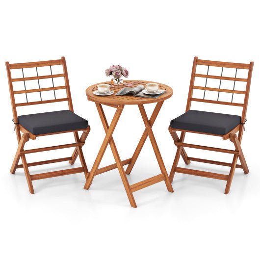  - 3 Pieces Acacia Wood Patio Bistro Set with Cushions - Outdoor Style Company