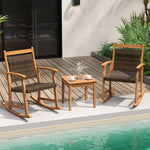  - 3 Pieces Acacia Wood Patio Rocking Chair Set with Side Table - Outdoor Style Company