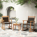  - 3 Pieces Acacia Wood Patio Rocking Chair Set with Side Table - Outdoor Style Company