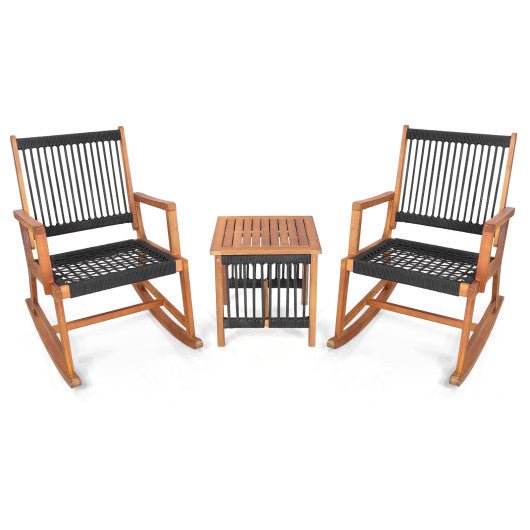  - 3 Pieces Acacia Wood Rocking Bistro Set - Outdoor Style Company