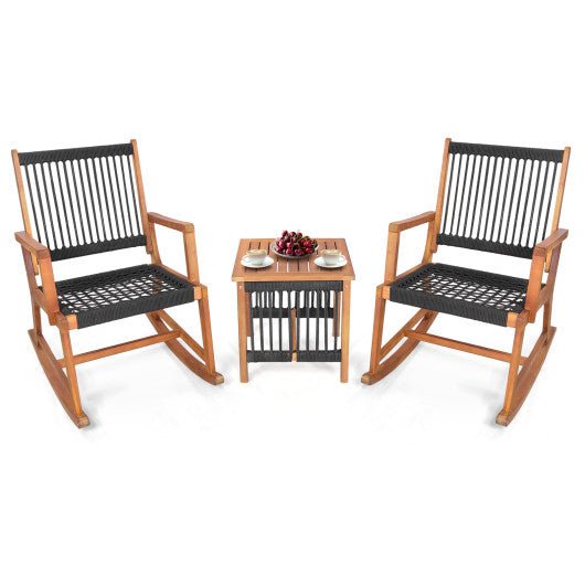  - 3 Pieces Acacia Wood Rocking Bistro Set - Outdoor Style Company