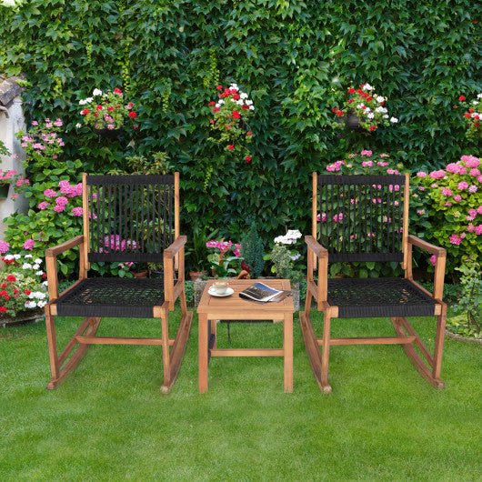  - 3 Pieces Acacia Wood Rocking Bistro Set - Outdoor Style Company