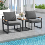  - 3 Pieces Aluminum Frame Weatherproof Outdoor Conversation Set with Soft Cushions - Outdoor Style Company