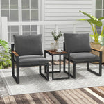  - 3 Pieces Aluminum Frame Weatherproof Outdoor Conversation Set with Soft Cushions - Outdoor Style Company