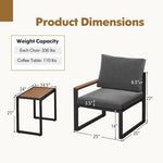  - 3 Pieces Aluminum Frame Weatherproof Outdoor Conversation Set with Soft Cushions - Outdoor Style Company