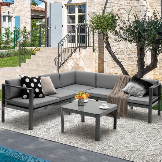  - 3 Pieces Aluminum Patio Furniture Set with 6 - Level Adjustable Backrest - Outdoor Style Company