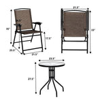  - 3 Pieces Bistro Patio Garden Furniture Set with Round Table and Folding Chairs - Outdoor Style Company