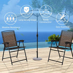  - 3 Pieces Bistro Patio Garden Furniture Set with Round Table and Folding Chairs - Outdoor Style Company