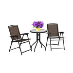  - 3 Pieces Bistro Patio Garden Furniture Set with Round Table and Folding Chairs - Outdoor Style Company