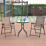  - 3 Pieces Bistro Patio Garden Furniture Set with Round Table and Folding Chairs - Outdoor Style Company