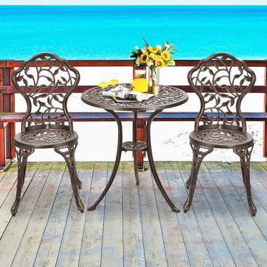  - 3 Pieces Cast Aluminum Bistro Set - Outdoor Style Company