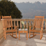  - 3 Pieces Eucalyptus Rocking Chair Set with Coffee Table - Outdoor Style Company