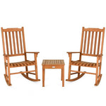  - 3 Pieces Eucalyptus Rocking Chair Set with Coffee Table - Outdoor Style Company