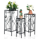  - 3 Pieces Flower Pots Display Rack with Vines and Crystal Floral Accents Square - Outdoor Style Company