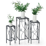  - 3 Pieces Flower Pots Display Rack with Vines and Crystal Floral Accents Square - Outdoor Style Company