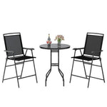  - 3 Pieces Outdoor Bar Stool Set with DPC Tabletop and Umbrella Hole for Poolside - Outdoor Style Company