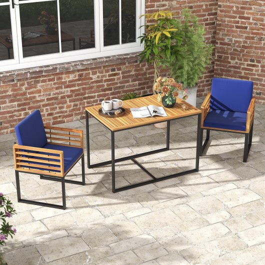  - 3 Pieces Outdoor Dining Set with 2 Acacia Wood Armchairs and Dining Table - Outdoor Style Company