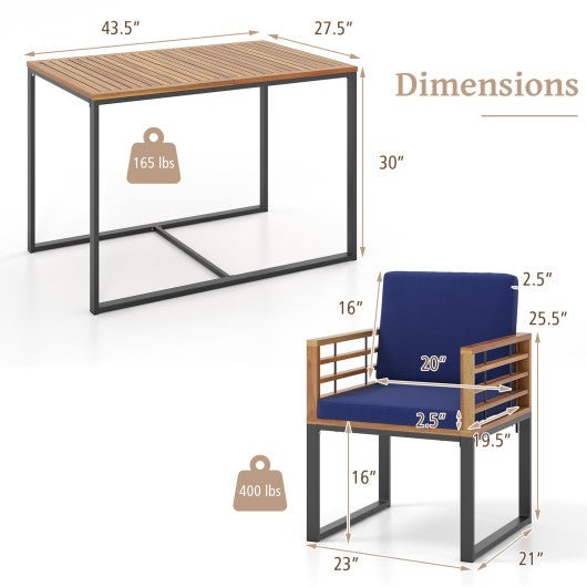  - 3 Pieces Outdoor Dining Set with 2 Acacia Wood Armchairs and Dining Table - Outdoor Style Company