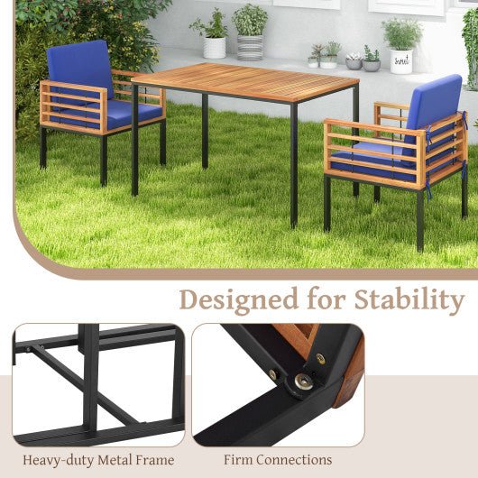  - 3 Pieces Outdoor Dining Set with 2 Acacia Wood Armchairs and Dining Table - Outdoor Style Company