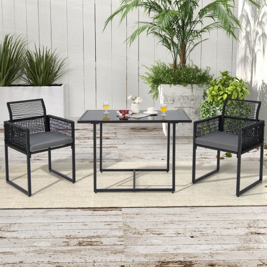  - 3 Pieces Outdoor Dining Set with Folding Backrest and Seat Cushions - Outdoor Style Company