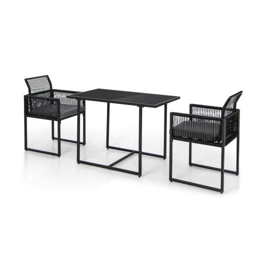  - 3 Pieces Outdoor Dining Set with Folding Backrest and Seat Cushions - Outdoor Style Company