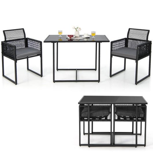  - 3 Pieces Outdoor Dining Set with Folding Backrest and Seat Cushions - Outdoor Style Company