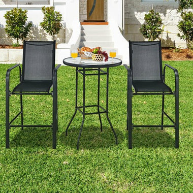  - 3 Pieces Outdoor Patio Bar Table Stool Set - Outdoor Style Company