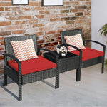  - 3 Pieces Outdoor Rattan Patio Conversation Set with Seat Cushions - Outdoor Style Company