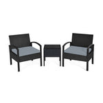  - 3 Pieces Outdoor Rattan Patio Conversation Set with Seat Cushions - Outdoor Style Company