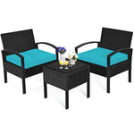  - 3 Pieces Outdoor Rattan Patio Conversation Set with Seat Cushions - Outdoor Style Company